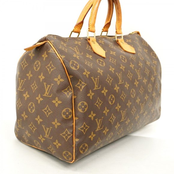 LOUIS VUITTON Authentic Brown Monogram Speedy 35 Bag - Picture 2 of 13